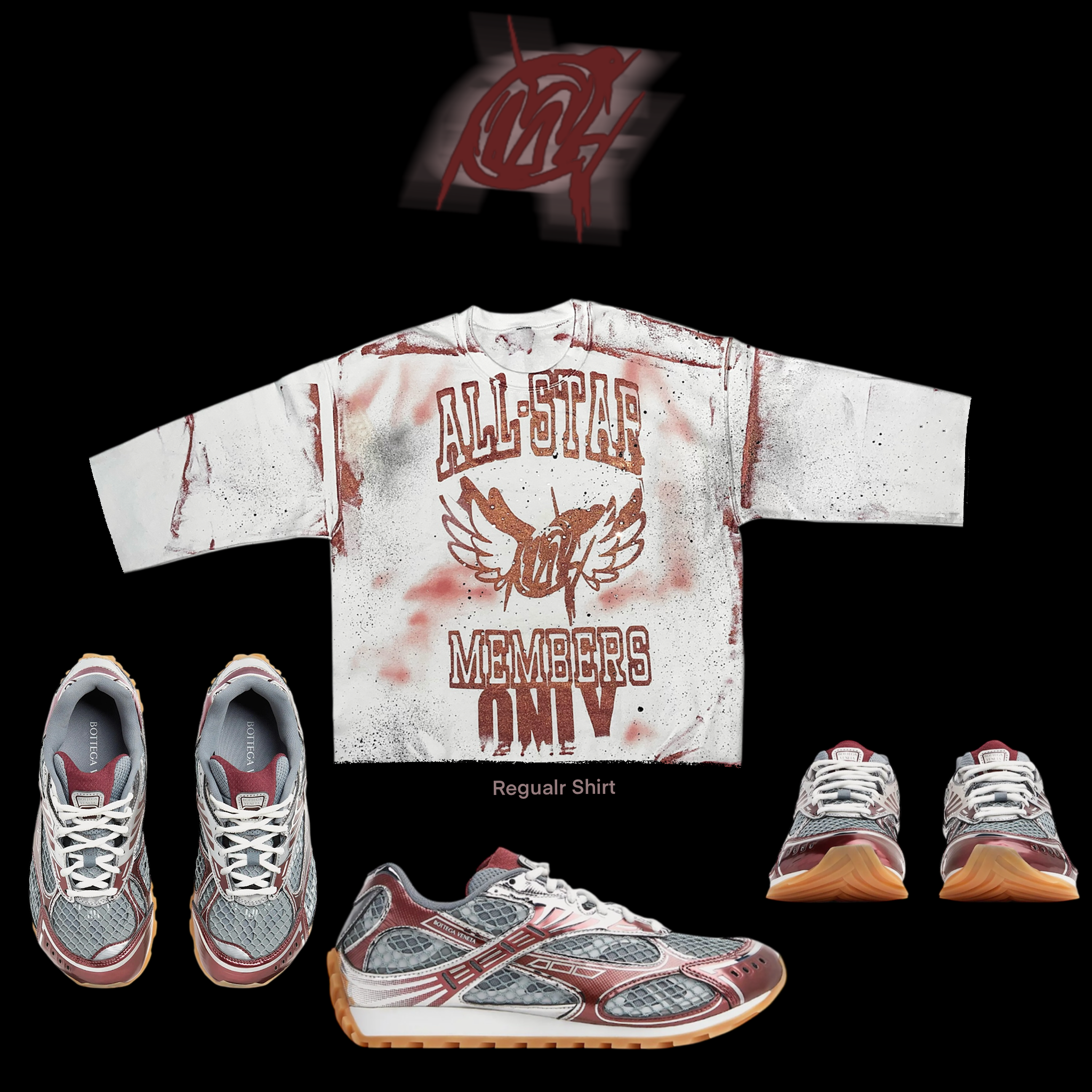 Maroon metallic All Star rhinestone Graffiti Shirt